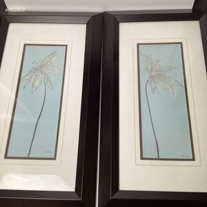 Debbie Halliday Framed Art Print Pastel Stem Flower Light Blue Contemporary 2